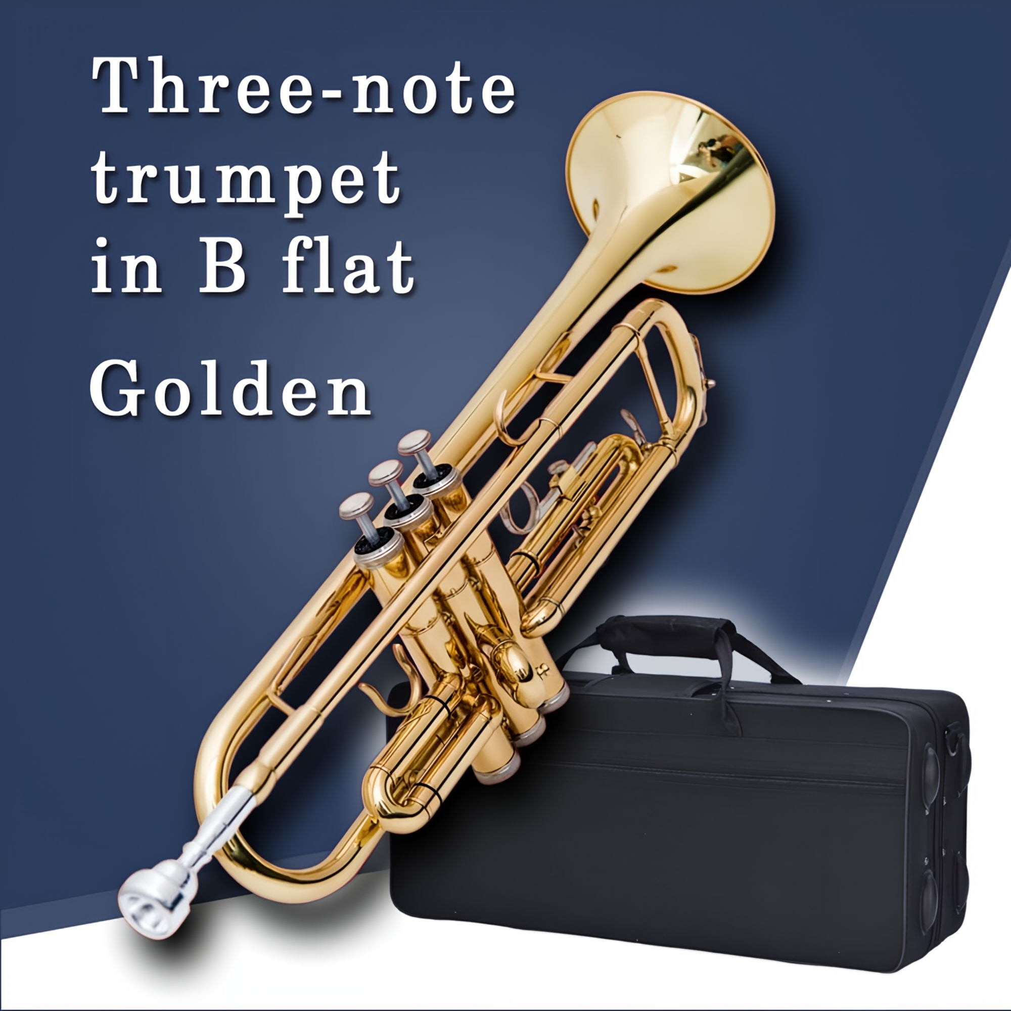 HOGSN trumpet musical instrument golden flat b three-tone trumpet professional band plays western musical instruments with box maintenance suit