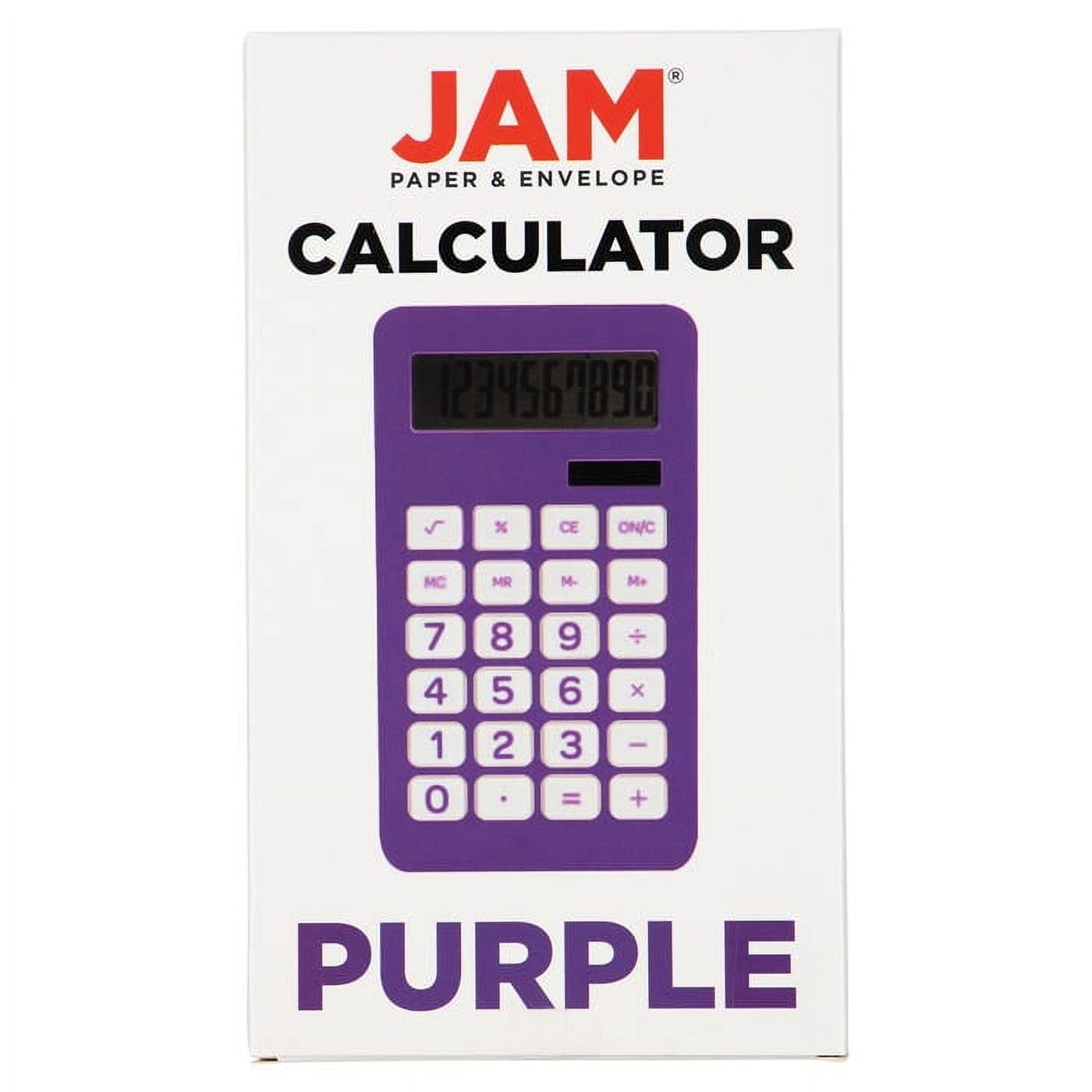JAM Paper Desktop Calculator, 10 Digit LCD Display, 3 3/4 x 6 3/4 Inches, Purple, Bulk 10/Pack