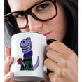 thumbnail image 2 of 3drose, Funny Cute T-rex Dinosaur Drinking Coffee Wearing Colorful Sweater, 11oz Two-tone Black Mug, 2 of 6