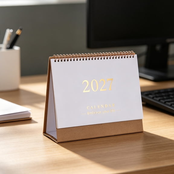 Healifty 2027 Desk Calendar with Spiral Binding and Stand, Monthly Planner for Home and Office, White