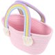 thumbnail image 1 of Pink Woven Rainbow Handle Bag Portable Storage Bag Handwoven, 1 of 5