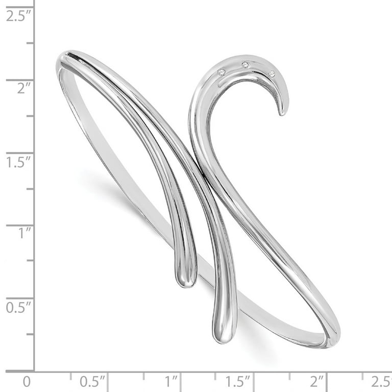 Sterling Silver White Ice Diamond Swirl Bangle Bracelet Sterling Silver White Ice Diamond Swirl Bangle Bracelet
