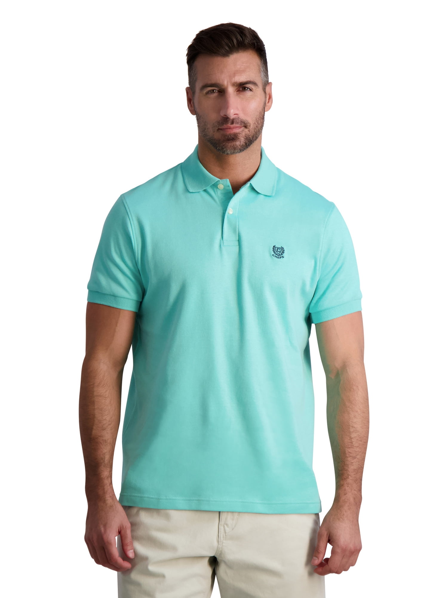 Chaps Men's Classic Fit Short Sleeve Cotton Solid Interlock Jersey Polo ...