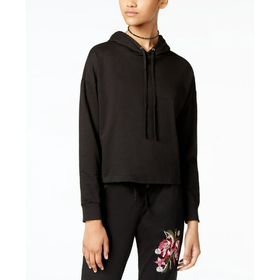Ultra Flirt Juniors Embroidered Pullover Hoodie Black S