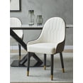 thumbnail image 5 of Modern Sintered Stone Dinning Table With 6 pcs Chairs Carrara white color 63inch With Solid Black Frame, 5 of 7
