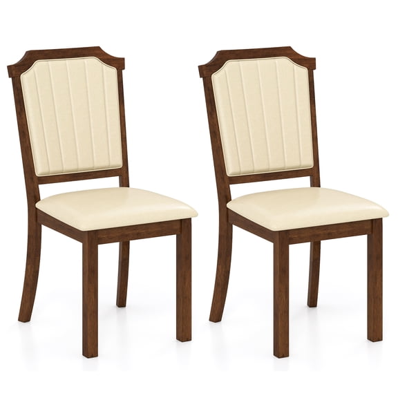 Giantex Dining Chair Set of 2, Upholstered Kitchen Chairs w/Rubber Wood Frame, Armless Side Chairs