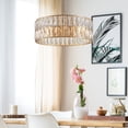 thumbnail image 4 of Modern Crystal Drum Chandelier, 6-Light Pendant Lighting Fixture with Golden Metal Frame for Living Room, Dining Room, and Bedroom (Bulbs Not Included), 4 of 10