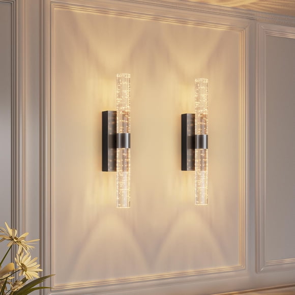 Candelabros de pared Camuucci de 15,3 pulgadas, negros, funcionan con pilas de 1200 mAh