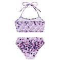 thumbnail image 4 of TiaoBug Girls 2 Pcs Mermaid Bikini Sets Shiny Halter Ruffles Crop Top with Triangle Brief Bathing Suit Tankini Purple A 130, 4 of 5