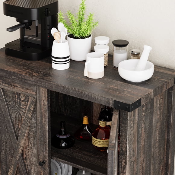 Farmhouse Entryway Storage Sideboard Cabinet – Buffet with Doors & Shelves – Accent Storage for Dining, Living Room, Hallway – Durable Wood Construction – Dark Antique Oak, 76x40x80cm