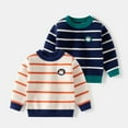 thumbnail image 3 of Paokuoon Toddler Boys Sweater Knit Pullover for Kids 2-7 Years Crew Neck Long Sleeve Striped for Fall Winter, 3 of 9