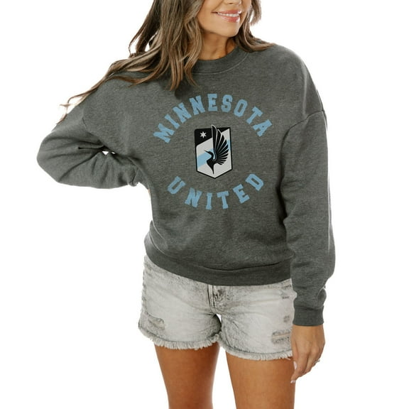 Women's Gameday Couture  Charcoal Minnesota United FC Oversized Fleece Pullover Sweatshirt
