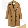 thumbnail image 4 of HNMKIU Women's Winter Blend Mid Long Coat with Notch Lapel Double Jacket Classic Long Coat Women for Fashion Outerwear Khaki,M, 4 of 5
