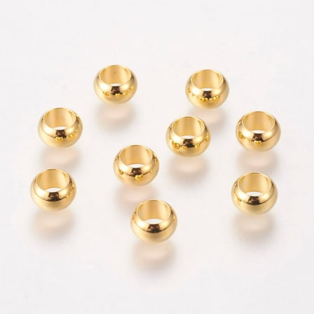 Brass European Beads Large Hole Rondelle Beads Golden 7x4mm Hole: 4.5mm 100pc