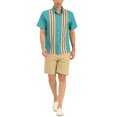 thumbnail image 2 of Lars Amadeus Men's Casual Printed Color Block Point Collar Short Sleeves Shirts, 2 of 6