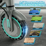 Adults Electric Scooter for Teens,Long Range Portable Commuting E Scooter,350W Motor 8.5 Solid Tires, Fast Speed 19mph,Top 20Miles
