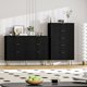 thumbnail image 3 of Cómoda moderna acanalada de 6 cajones - Cómoda ancha de madera con tiradores metálicos - Amplio espacio de almacenamiento para el dormitorio, la sala o el pasillo - Diseño contemporáneo- Negro, 3 of 7