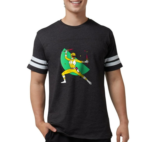 CafePress - Power Rangers Yellow Ranger Men's Football T Shirt - Mens Football Shirt