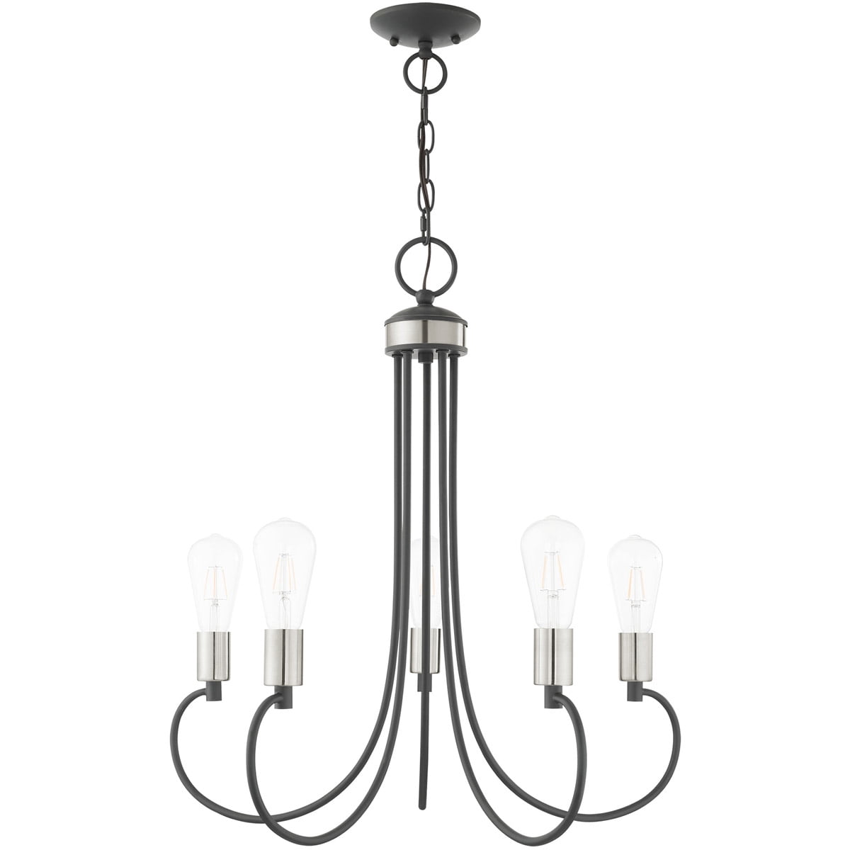 5 Light Scandinavian Gray Chandelier with Steel base material