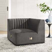 Modway Conjure Channel Tufted Performance Velvet Left Corner Chair in Black Gray