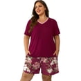 thumbnail image 2 of PINKSIR Womens Pajama Sets Plus Size 2 Piece Short Sleeve Shorts Lounge Sets with Pockets, 2 of 6