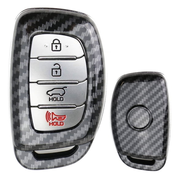 Black Carbon Fiber Pattern Finish Exact Fit Hard Cover Shell For 2014-2021 Hyundai Tucson Smart Keyless Fob
