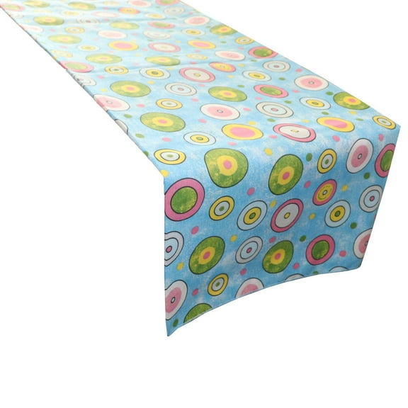 Cotton Print Table Runner Circles Blue