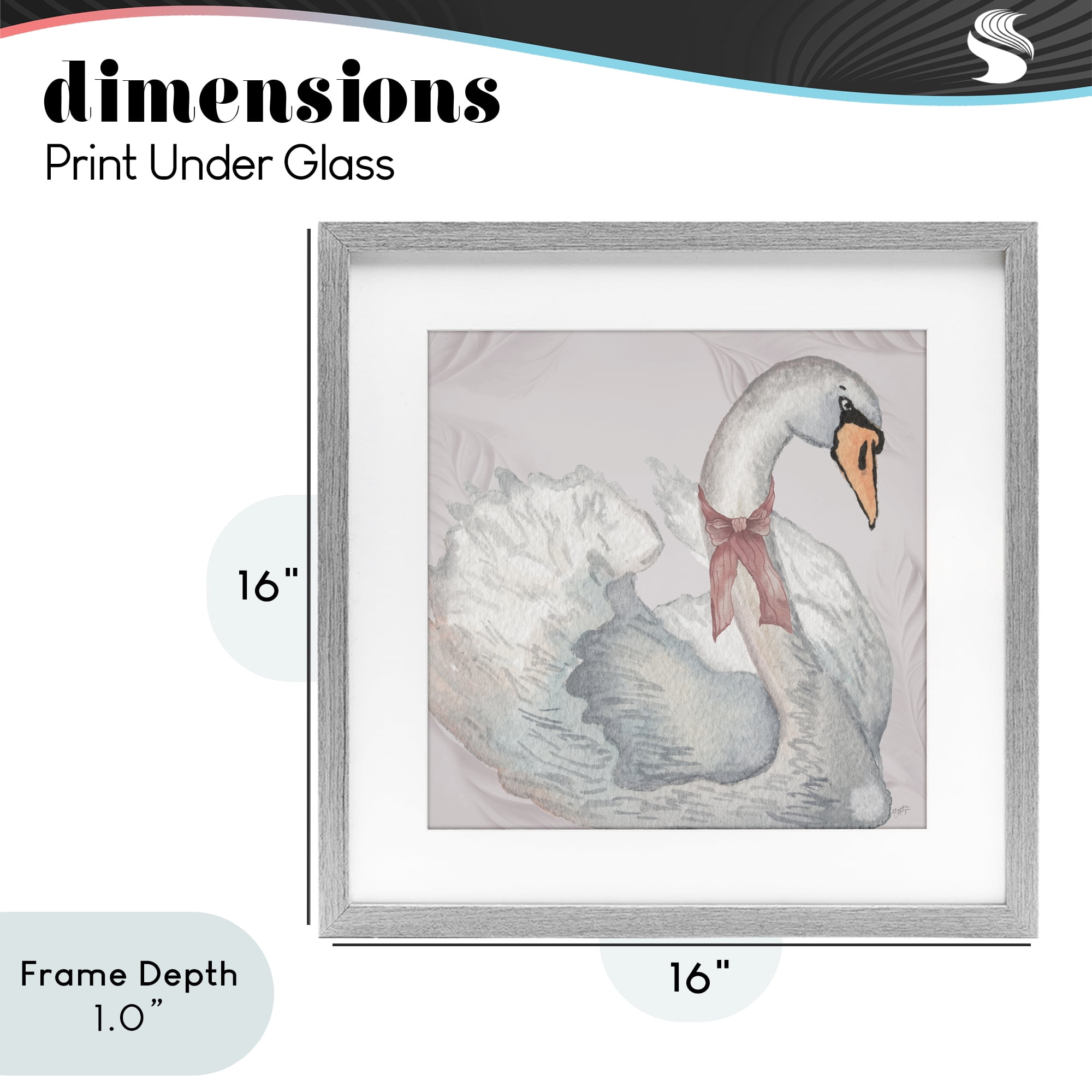Stupell Industries Subdued Classic Swan Gray Framed Print Under Glass, design by Elizabeth Medley