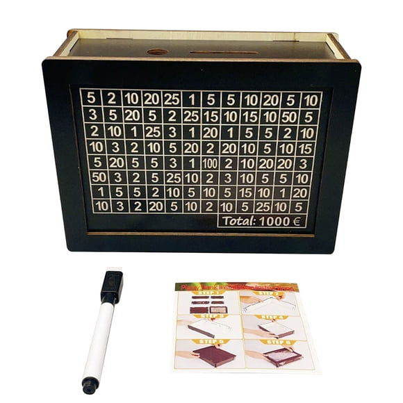 Money Saving Box, 2025 Upgrade Cash Vault Wooden Savings Box Retro Style Wooden Money Box with Counter Piggy Bank,Cash Saver Box Money Save Box with Money Target &Numbers- Saving Goal $500