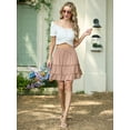 thumbnail image 3 of JWD Women's Short Skirt Summer Pleated Elastic Short Skirt Drawstring Mini Skirts Khaki XL, 3 of 10