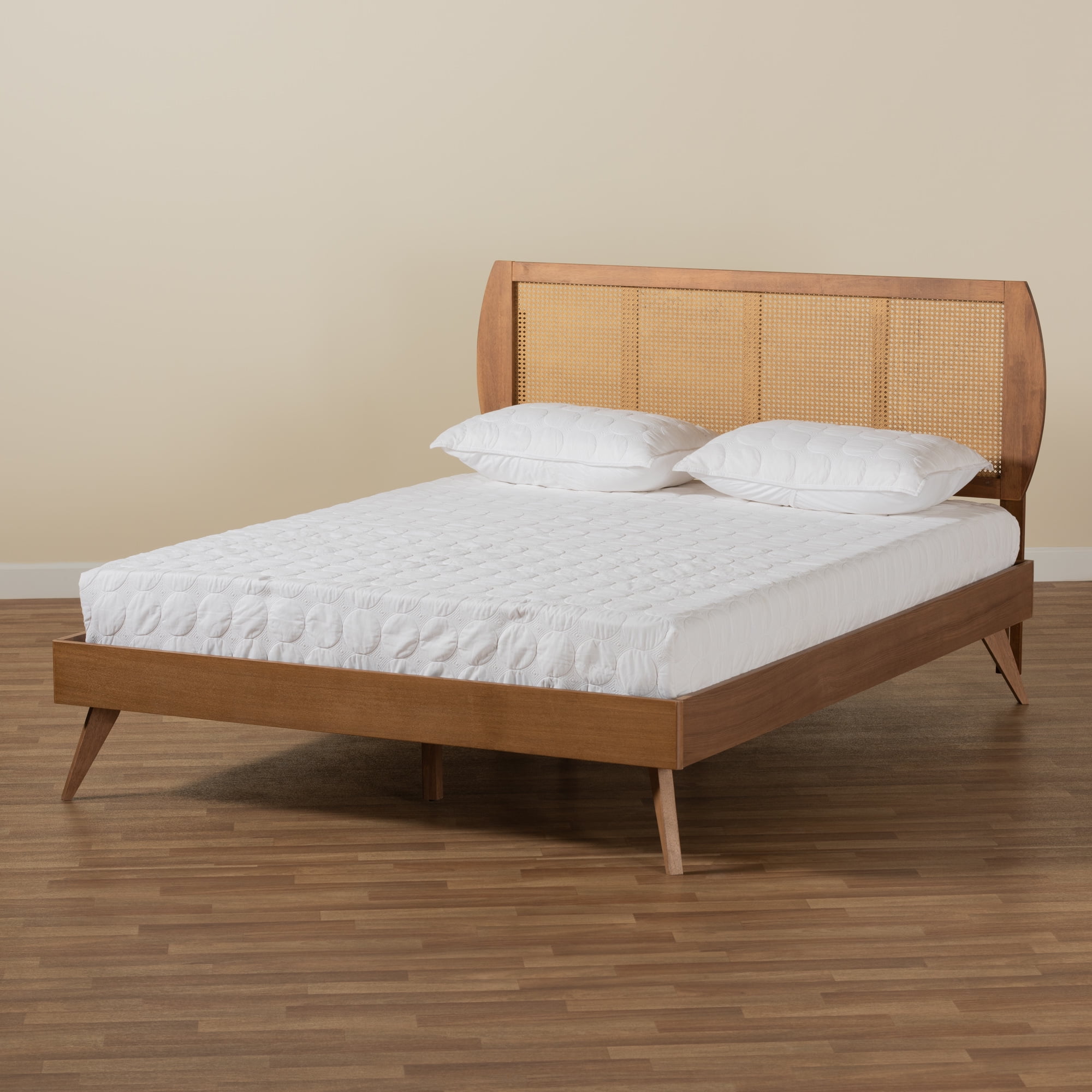 Baxton Studio Asami Mid-Century Engineered Wood Platform Bed, Queen, Walnut Brown