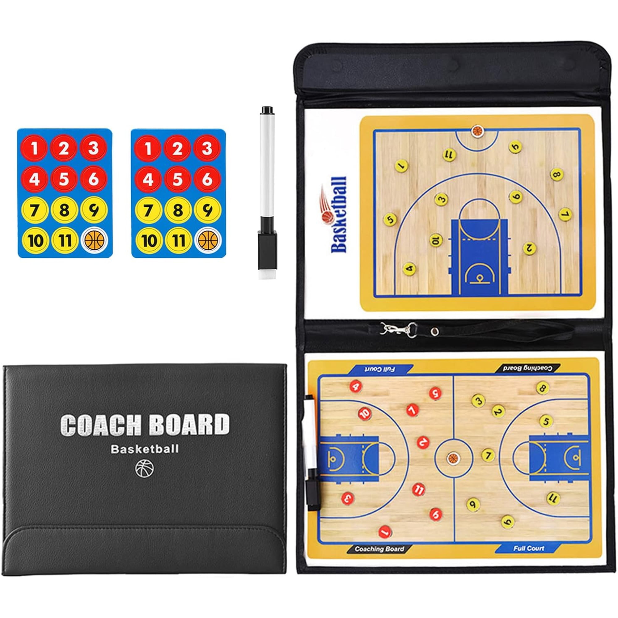 Basketball Coaching Board, Magnetic Tactics Strategy Board, Coaches Clipboard Kit with Magnets and Marker Pen, Coach Training Equipment for Teaching and Game Plan Demonstration
