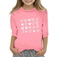 thumbnail image 1 of Hauts et Bas pour Filles et Femmes T-Shirt Décontracté à Manches 3/4 Col Rond Imprimé Saint-Valentin Mode Fonctionnel pour Filles, 1 of 4
