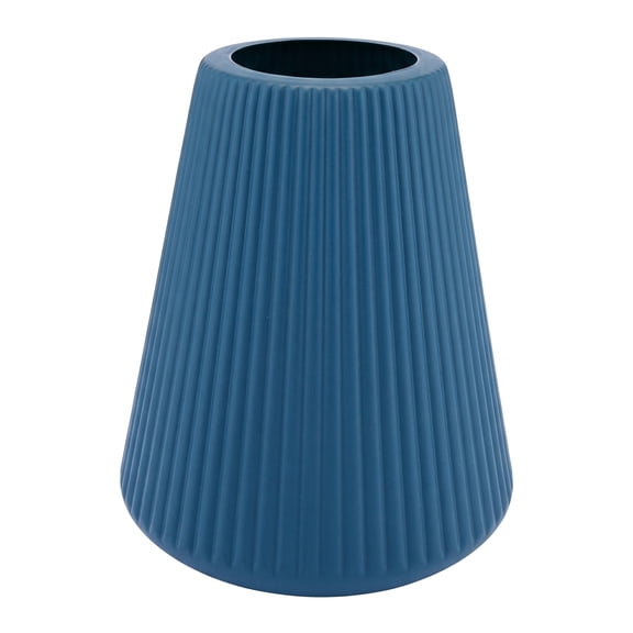 REGALWOVEN Acrylic Wide Mouth Conic Flower Vase Tall Clear Plastic Trumpet Vase, Unbreakable Large Centerpiece Wedding Party Blue 6.5"L x 6.5"W x 7.9"H