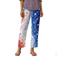 thumbnail image 4 of Women's Independence Day Pants Patriotic Star USA Flag Print Wide Leg Trousers Elastic High Waist Loose Fit Comfy Lounge Pants with Pocket, #01 Sky Blue, XL, 4 of 5