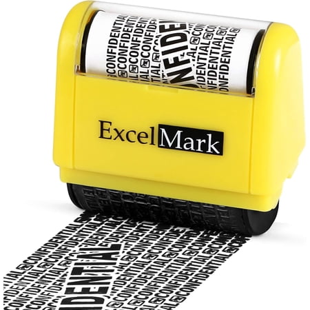 Excelmark Identity Theft Roller Stamp, Theft Guard Confidential Ink Stamp for Identity Protection, Wide Rolling Security Stamp, Black