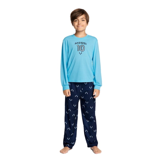 Conjunto de 2 piezas de manga larga para niño Messi, azul aire, talla 6-7