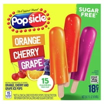 Popsicle Orange Cherry Grape Sugar Free Popsicles Ice Pops, 18 Count