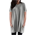 thumbnail image 1 of Birdeem Womens Casual Solid Color Round Neck Short Sleeve Loose Tops Blouses with Pocket, 1 of 1