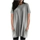 thumbnail image 2 of ICHUANYI Clearance Womens Casual Solid Color Round Neck Short Sleeve Loose Tops Blouses With Pocket(Gray, L) ICHUANYI WER2023081111485, 2 of 5
