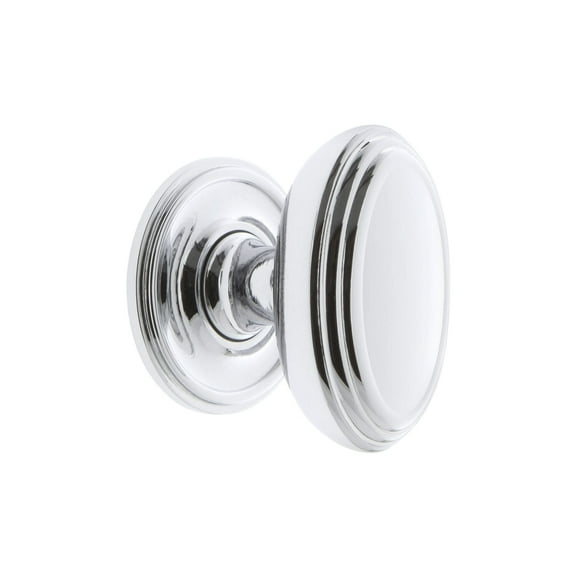 Grandeur Anne-Brass-Knob-Geo Anneau 1-3/4" Solid Brass Flat Oval Cabinet Knob - Chrome