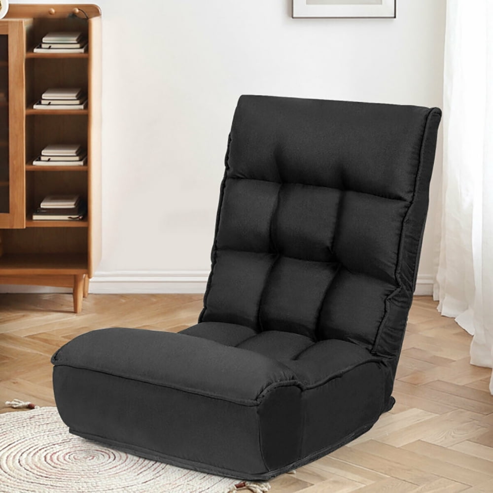 YYAo Floor Gaming Chair, Recliner,Meditation Floor Chair,4-Position Adjustable Floor Chair Folding Lazy Sofa-Black