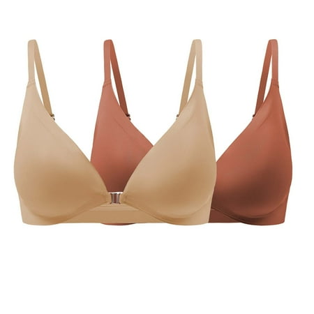 HCURIBAD Wireless Bras  Clearance! Women s Sexy Triangle Bralette Comfort Full Coverage Bra Front Close Deep V Seamless Wireless Adjustable Bras  Seamless Bra  Backless Bra  Bras for Women Wine XL