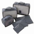 thumbnail image 1 of 6Pcs Waterproof Travel Storage Bags Clothes Packing Cube Luggage Organizer Pouch (Gray), 1 of 4