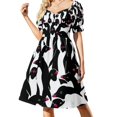 thumbnail image 2 of Vestido de manga corta con estampado de palabras de Diva, elegante, tallas grandes, de verano, de lujo, 2 of 7