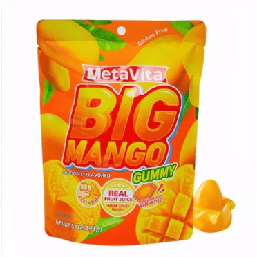 MetaVita Big Mango Gummy Candy, Individually Wrapped, Chewy, Gluten-Free, 20 Pieces, 5oz