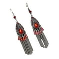 thumbnail image 2 of Eosunjian 1 Pair Women Earrings Drop-shaped Long Tassel Rhinestone Inlaid Sweat-proof Anti-rust Chinese Style Drop Earrings Fashion Jewelry Red, 2 of 13