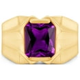thumbnail image 2 of AFFY 8x10 mm Simulated Birthstone Men's Ring Amethyst In 14K Yellow Gold Plated 925 Sterling Silver. Ring Size 9.5, 2 of 6