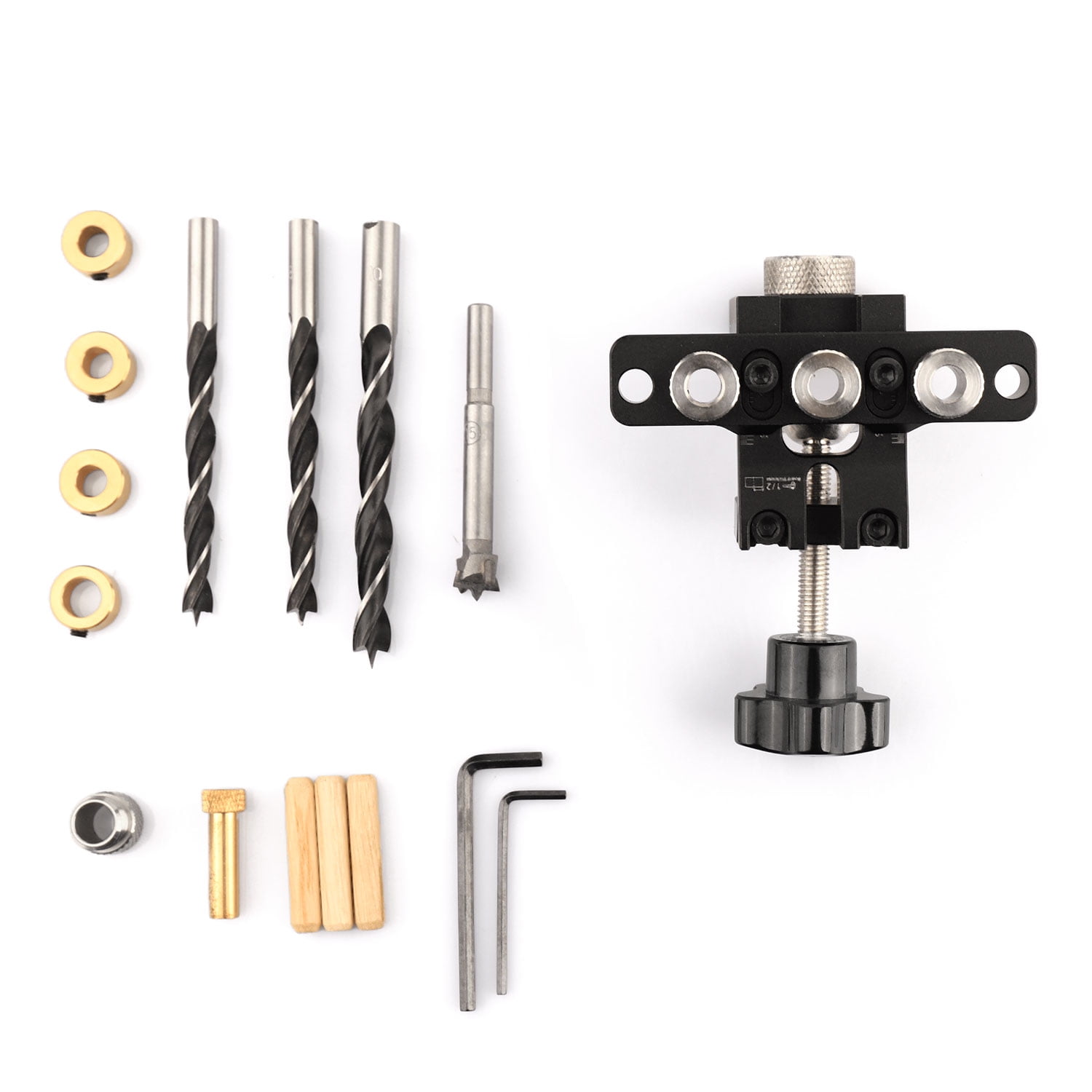 ASKITO 3-in-1 Dowel Jig Kit, Self Centering Doweling Jig for Straight Holes with Adjustable Woodworking Drill Guides Locator, Woodworking Joints Tool with 8/10/15mm Drill Bits