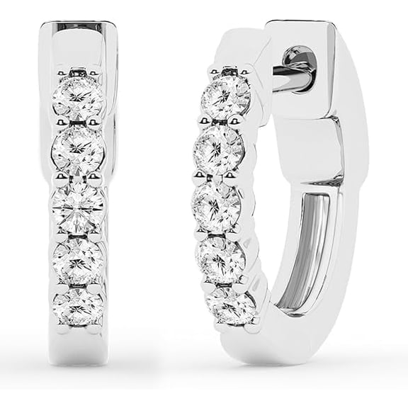 Unique Moments 0.25 Carat Lab Grown Diamond Huggie Hoop Earrings for Women in Sterling Silver (G /SI)